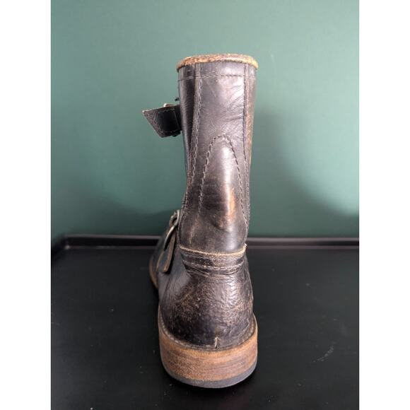 Vintage Frye Black Leather Ankle Zip Bucke Motorcycle Boots USA Men's 8 1/2D - Picture 10 of 16